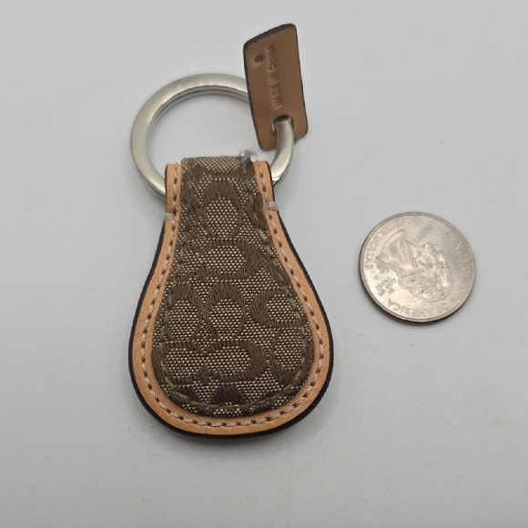 Coach Brown and Tan Key Holder with Silver Ring - Picture 3 of 3